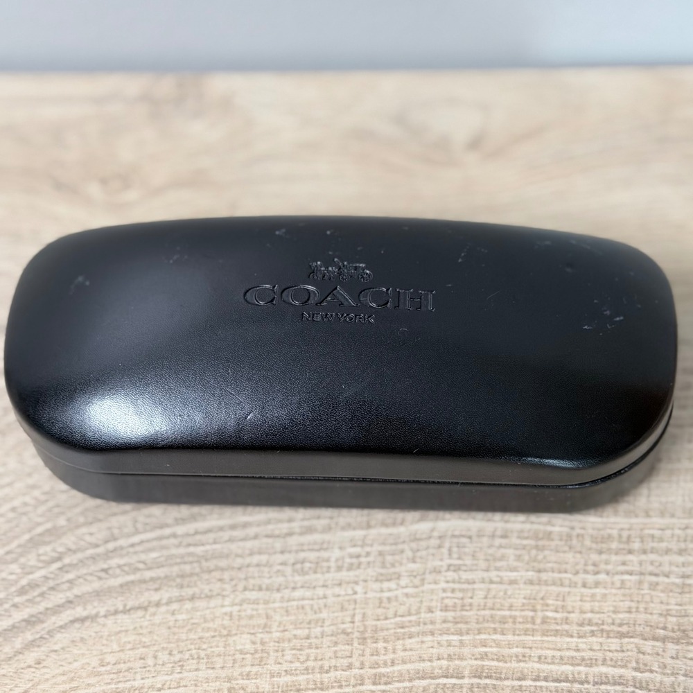Coach Sunglasses Case Unisex OS Black Hard Shell Clamshell Embossed Logo Storage